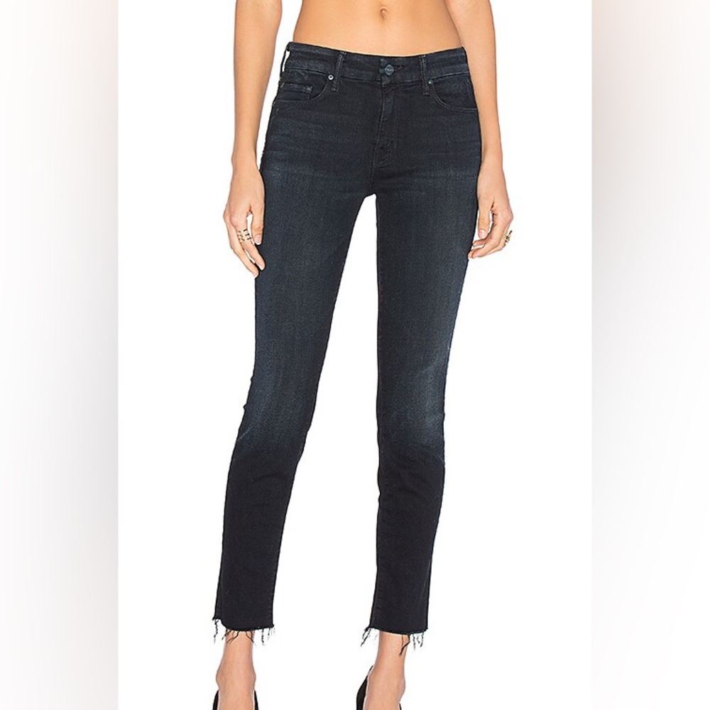 MOTHER Denim High Waisted Looker Ankle Fray - Women’s Size 24 - Washed Black